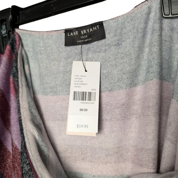 New Lane Bryant Off Shoulder Striped Sweater Long Sleeve Pink Purple Gray Plus - Picture 7 of 8